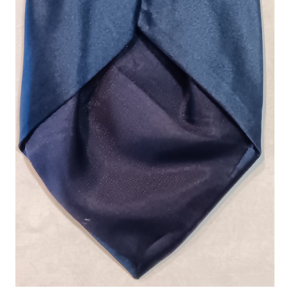Gianfranco Ruffini Mens Navy Blue 100% Silk Solid Satin Necktie Made in USA - Picture 6 of 7